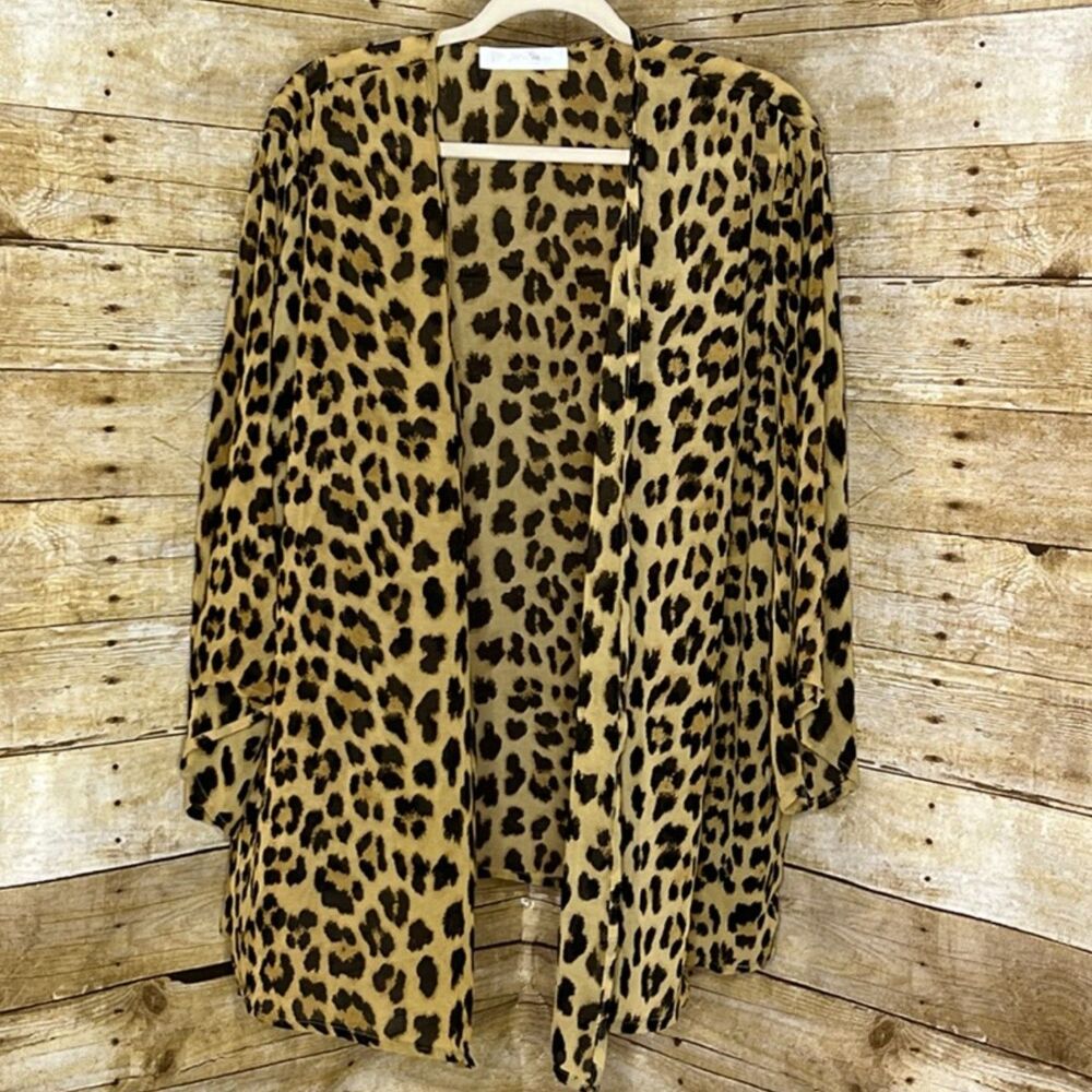 MELODY SHEER OPEN FRONT LONG SLEEVE ANIMAL PRINT CLASSIC EVERYDAY WEAR CARDIGAN